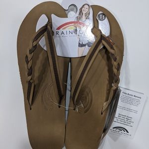Rainbow Sandals Premier Leather Flirty Braidy Flip Flops - Women's 11